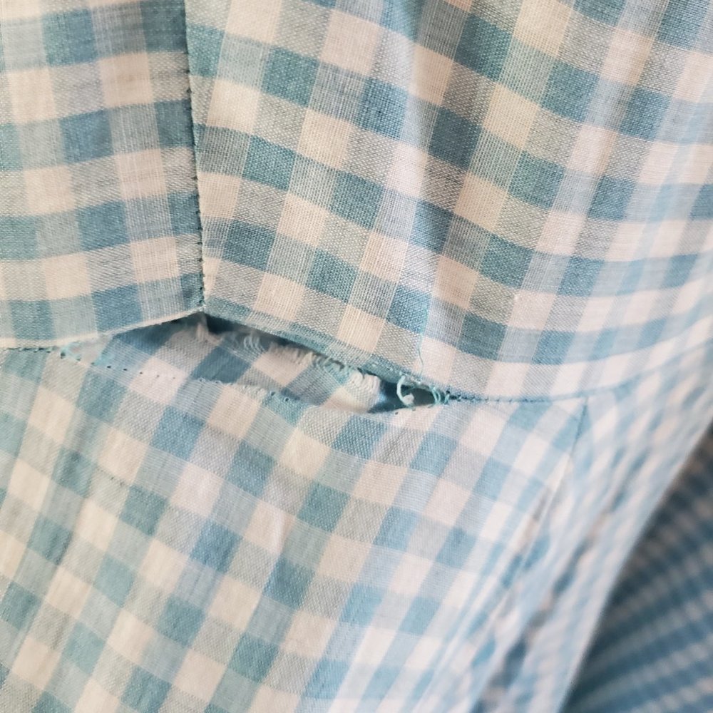 Vintage Short Sleeve Gingham Dress with Linen Bodice - Picture 4 of 4